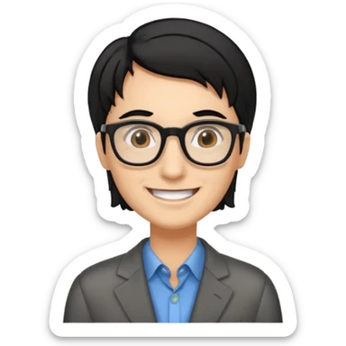 Un locutor de radio, pelo negro con canas, con gafas sticker