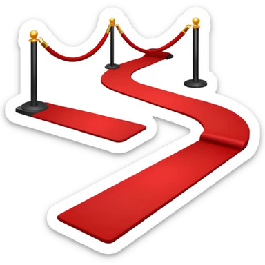 Minimalist emoji-style sticker of a blood-red carpet shaped like a thick trail or drop, flat vector design, no shadows. sticker