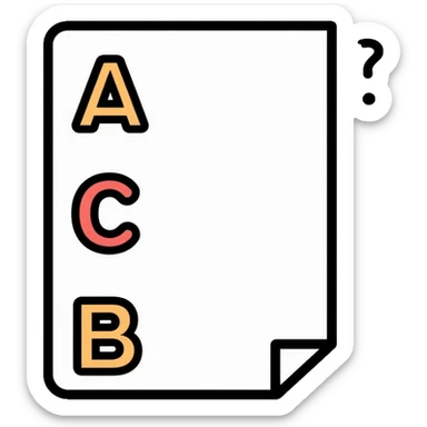 paper with multiple choice answers labeled a) and b) sticker