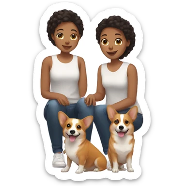 lesbian couple with corgi dog sticker