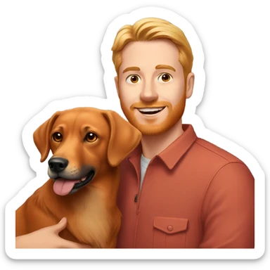  man and fox red labrador together sticker