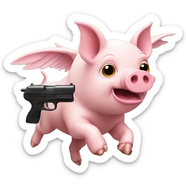 Flying pig  with gun  sticker