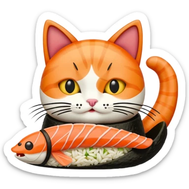 A cat made of sushi sticker