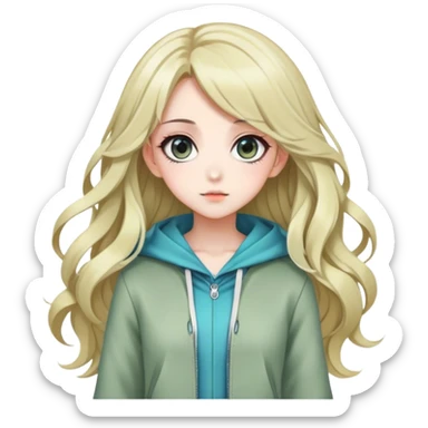 Pretty, stylish, anime style, character, real life, big eyes, cute, gorgeous hair, full body, stylish clothing, lady, young, romantic, colorful, detailed, cool design, aesthetic sticker