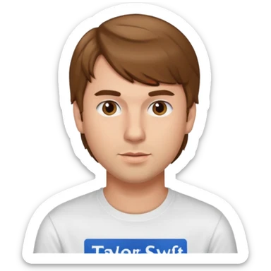 Brown haired man wearing a Taylor swift shirt  sticker