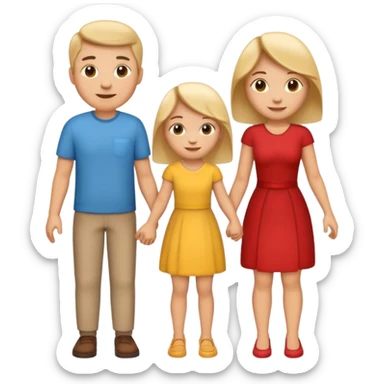 family emoji with mom, dad, son, and daughter holding hands sticker