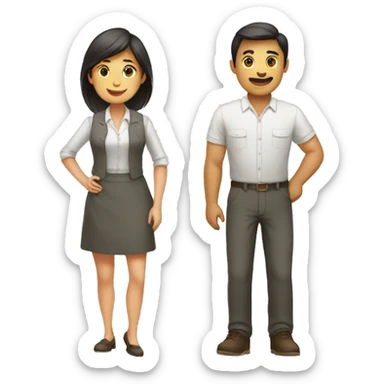 woman and men doing a trade sticker