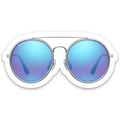 A pair of luxury sunglasses emoji with silver chrome frame, smooth rounded lenses, reflective metallic surface, high-end swag aesthetic, minimal and clean design, iOS emoji style, centered, white background sticker