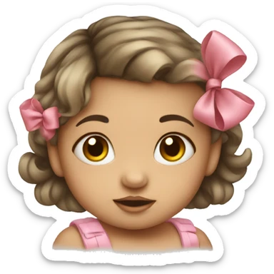 Baby girl with bow sticker
