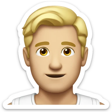 portrait blonde man, upper body, from chest, cartoon sticker