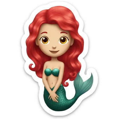 mermaid with red hair with a heart sticker