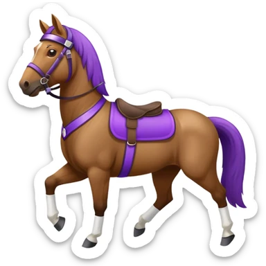horse wearing a purple jockey helmet sticker