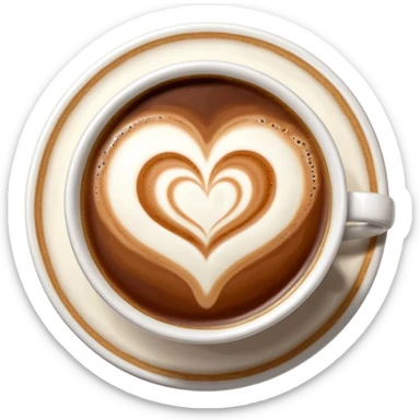 cappuccino with a heart-shaped foam art, viewed from above sticker