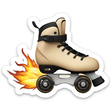 a beige rollerblade inline skate leaving fire traces just from their wheels, just the object itself sticker