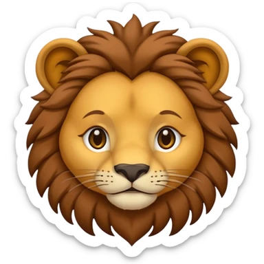 As un emoji de un león haciendo cara de malo con la melena un poco larga sticker