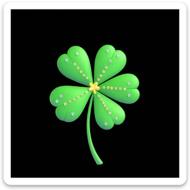 lucky four-leaf clover with sparkles, inspired by the theme 'Because I'm Super Lucky, I Got a Second Chance at Life' sticker