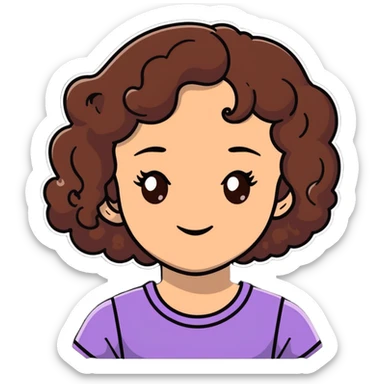 white girl with brown curly hair and brown eyes sticker