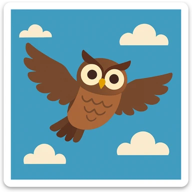 Flat design style owl in the sky sticker