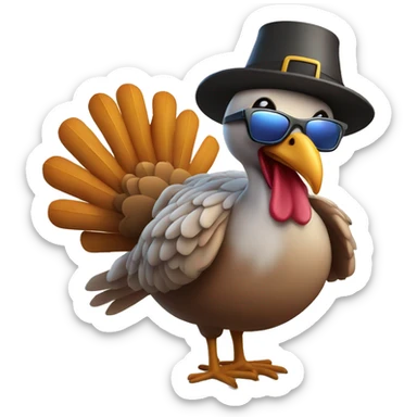 Thanksgiving turkey with sunglasses on by the beach sticker