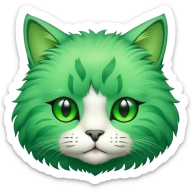 green cat face sticker