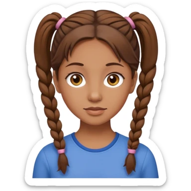 Tan skinned woman with brown hair in pigtails and hazel colored eyes. sticker
