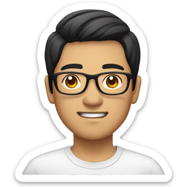 Asian man with glasses and black hair sticker