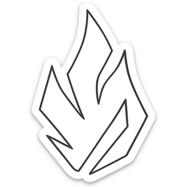 abstract flame shape, hand-drawn geometric outline style, black outline, no color sticker