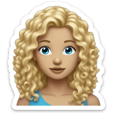curly blonde long haired woman with blue eyes sticker