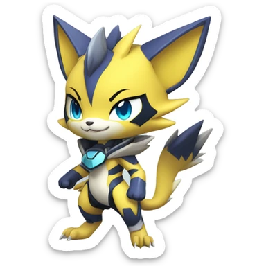 Anthro Cool Chibi Zeraora-Lombax-Renamon-Pokémon-Fakémon Full Body Detailed High Quality sticker