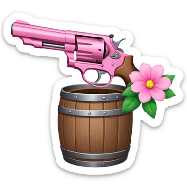 Pink revolver with a flower in a barrel sticker