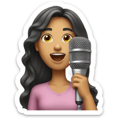 girl sing song in microphone sticker