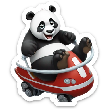 panda in Disneyland, riding a rollarcoaster sticker