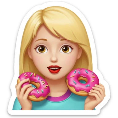 girl eating donuts sticker