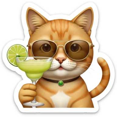 Cat tanning in the sun drinking margaritas  sticker