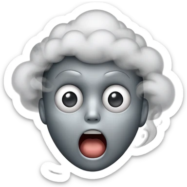 Shocked face with smoke coming out its mouth sticker