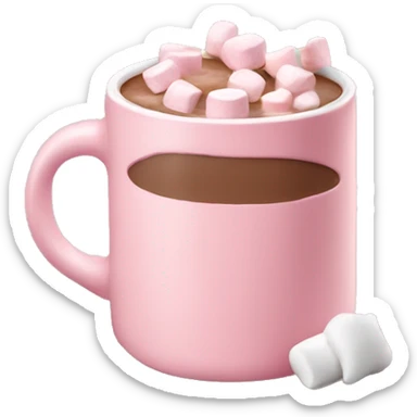 Light Pink mug of hot chocolate with marshmallows  sticker