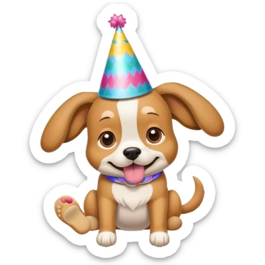Dog with a party hat on and flip flops sticker