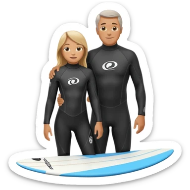 Father and daughter surfing together in Santa Cruz California  sticker