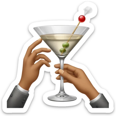 a pile of dust holding a martini sticker