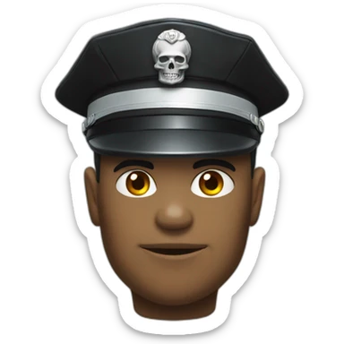 black skull hat policeman sticker