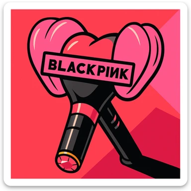 stylish object inspired by BLACKPINK, featuring black and pink colors, bold and modern design, touch of glamour, vibrant toon style sticker