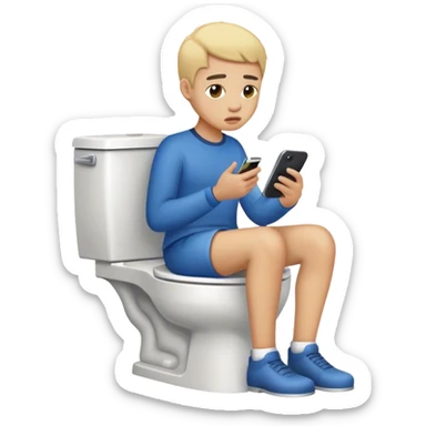 Sitting on toilet texting “no” sticker