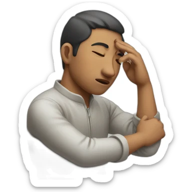 Closing his eyes with his hand sticker