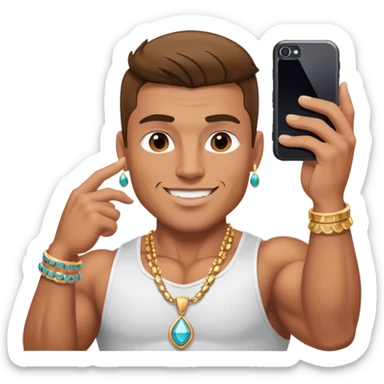 muscular man selfie with jewelry sticker