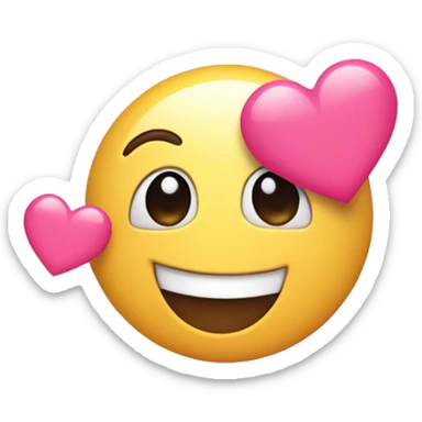 Happy emoji with pink hearts around it sticker