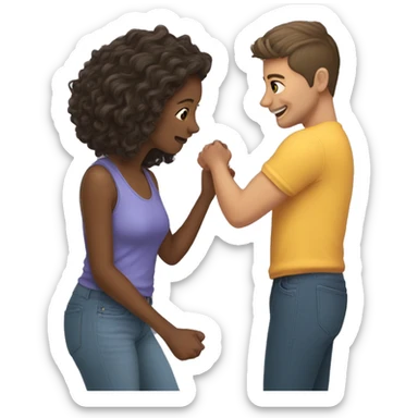 girl pulling a guy’s hair cutely sticker