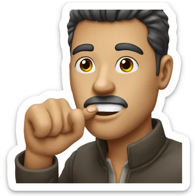 A Guy , with a foreigner hand on his mouth sticker