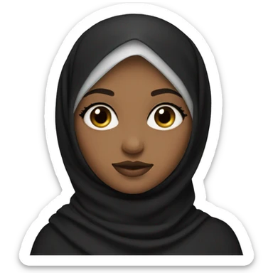 a girl wearing hijab and has eyelashes and makeup on and had black clothes sticker