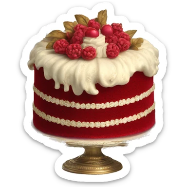 highly detailed vintage rococo red velvet cake sticker