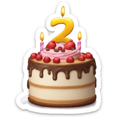 A birthday cake with the number 23 on sticker